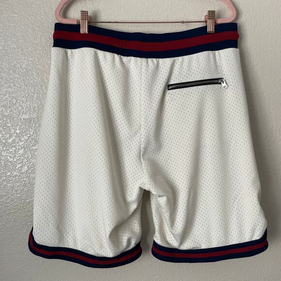 Bascom Projects Shorts Mens Large Cream 1993-XXV Knit Mesh Basketball Sports - Picture 5 of 8